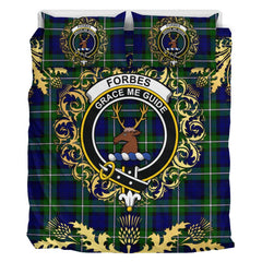 Forbes Modern Tartan Crest Bedding Set - Golden Thistle Style