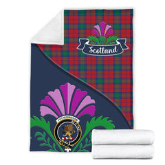 Fotheringham Tartan Crest Premium Blanket - Thistle Style