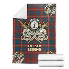 Fraser Ancient Tartan Gold Courage Symbol Blanket