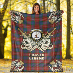 Fraser Ancient Tartan Gold Courage Symbol Blanket