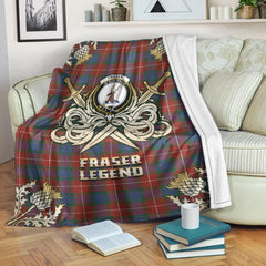 Fraser Ancient Tartan Gold Courage Symbol Blanket