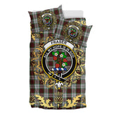 Fraser Dress Tartan Crest Bedding Set - Golden Thistle Style