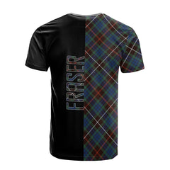 Fraser Hunting Ancient Tartan T-Shirt Half of Me - Cross Style