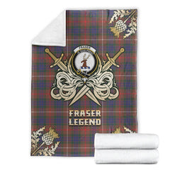 Fraser Hunting Modern Tartan Gold Courage Symbol Blanket