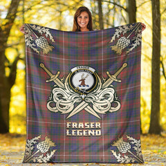 Fraser Hunting Modern Tartan Gold Courage Symbol Blanket