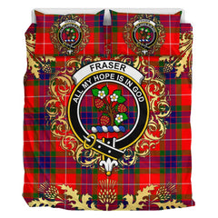Fraser Modern Tartan Crest Bedding Set - Golden Thistle Style