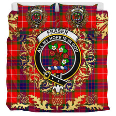 Fraser Modern Tartan Crest Bedding Set - Golden Thistle Style