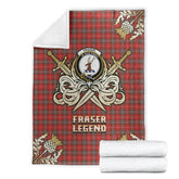 Fraser Weathered Tartan Gold Courage Symbol Blanket