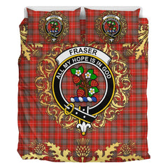 Fraser Weathered Tartan Crest Bedding Set - Golden Thistle Style