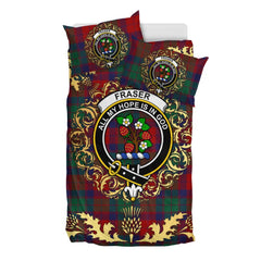 Fraser of Altyre Tartan Crest Bedding Set - Golden Thistle Style