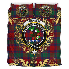 Fraser of Altyre Tartan Crest Bedding Set - Golden Thistle Style