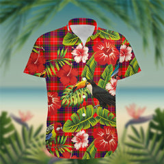 Fraser (of Lovat) Tartan Hawaiian Shirt Hibiscus, Coconut, Parrot, Pineapple - Tropical Garden Shirt