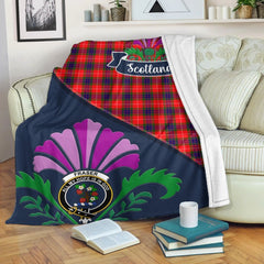 Fraser Tartan Crest Premium Blanket - Thistle Style
