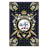 Galbraith Modern Tartan Crest Black Garden Flag - Gold Thistle Style