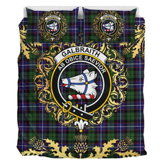Galbraith Modern Tartan Crest Bedding Set - Golden Thistle Style
