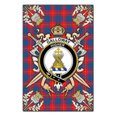 Galloway Red Tartan Crest Black Garden Flag - Gold Thistle Style