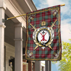 Crawford Modern Tartan Crest Garden Flag - Celtic Thistle Style