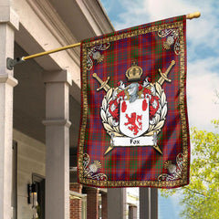 Fox Red Tartan Crest Garden Flag - Celtic Thistle Style