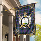 Hunter Modern Tartan Crest Garden Flag - Celtic Thistle Style