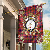 McCrea Tartan Crest Black Garden Flag - Gold Thistle Style
