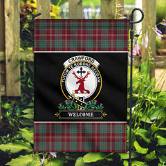 Crawford Modern Tartan Crest Garden Flag - Welcome Style