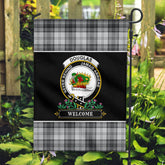 Douglas Grey Modern Tartan Crest Garden Flag - Welcome Style