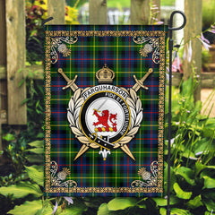 Farquharson Modern Tartan Crest Garden Flag - Celtic Thistle Style