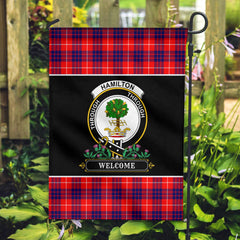 Hamilton Modern Tartan Crest Garden Flag - Welcome Style