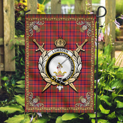Lumsden Modern Tartan Crest Garden Flag - Celtic Thistle Style