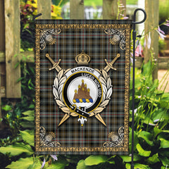 MacKenzie Weathered Tartan Crest Garden Flag - Celtic Thistle Style