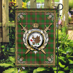 MacKinnon Hunting Modern Tartan Crest Garden Flag - Celtic Thistle Style