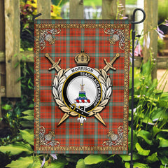 Morrison Red Ancient Tartan Crest Garden Flag - Celtic Thistle Style