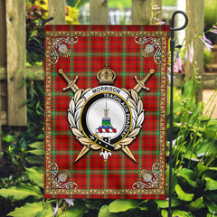 Morrison Red Modern Tartan Crest Garden Flag - Celtic Thistle Style