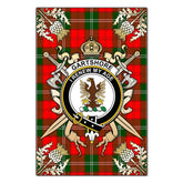 Gartshore Tartan Crest Black Garden Flag - Gold Thistle Style