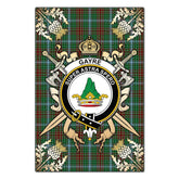 Gayre Tartan Crest Black Garden Flag - Gold Thistle Style