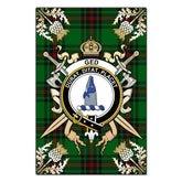 Ged Tartan Crest Black Garden Flag - Gold Thistle Style