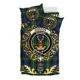Gordon 02 Tartan Crest Bedding Set - Golden Thistle Style