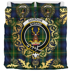 Gordon 02 Tartan Crest Bedding Set - Golden Thistle Style