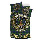 Gordon Tartan Crest Bedding Set - Golden Thistle Style