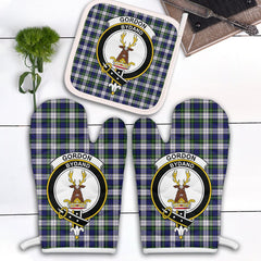 Gordon Dress Modern Tartan Crest Oven Mitt And Pot Holder (2 Oven Mitts + 1 Pot Holder)