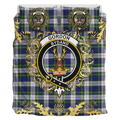 Gordon Dress Modern Tartan Crest Bedding Set - Golden Thistle Style