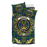 Gordon Modern Tartan Crest Bedding Set - Golden Thistle Style