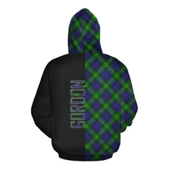 Gordon Modern Tartan Hoodie Half of Me - Cross Style