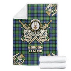 Gordon Old Ancient Tartan Gold Courage Symbol Blanket