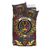 Gordon Red 02 Tartan Crest Bedding Set - Golden Thistle Style