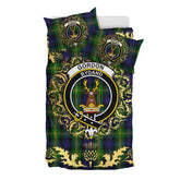 Gordon of Esselmont Tartan Crest Bedding Set - Golden Thistle Style
