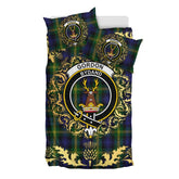 Gordon of Esslemont Tartan Crest Bedding Set - Golden Thistle Style