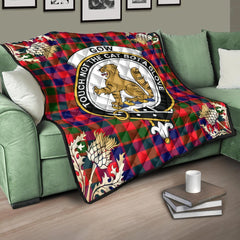 Gow of McGouan Tartan Crest Premium Quilt - Gold Thistle Style