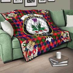 Gow of Skeoch Tartan Crest Premium Quilt - Gold Thistle Style