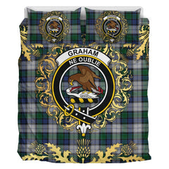 Graham Dress Tartan Crest Bedding Set - Golden Thistle Style